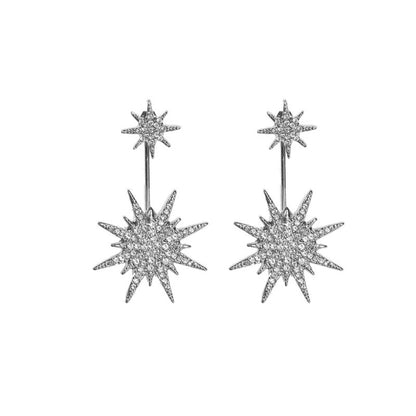 Aura – Boucles d'Oreilles Cristal Argentées Éclat Étoilé
