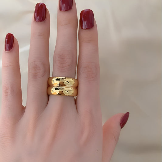 Valentina – Bague Index en Titane Plaqué Or 18K Large