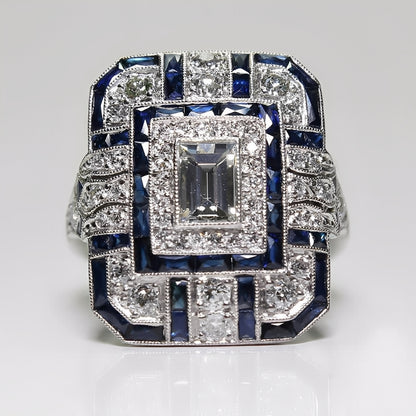 Mathilde – Bague Argent & Zircon Bleu Vintage