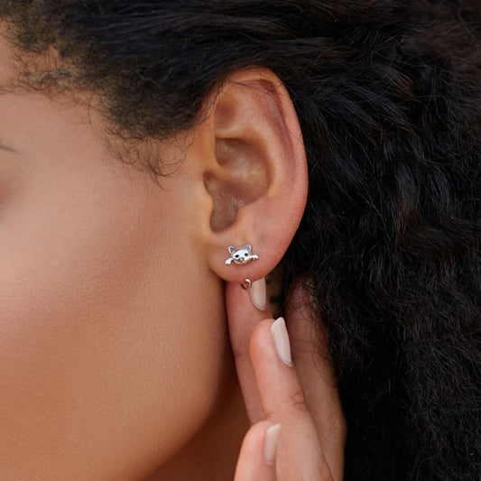 Katrin – Boucles d'Oreilles Chat en Argent