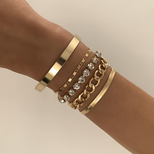 Alyna – Lot de 5 Bracelets Serpent Strass