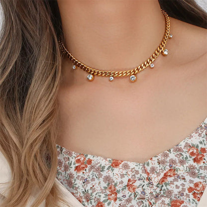 Juliette – Collier Vintage Rond en Cristal et Acier Inoxydable