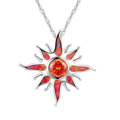 Yani – Collier Pendentif Éclat Solaire en Opale de Feu & Grenat