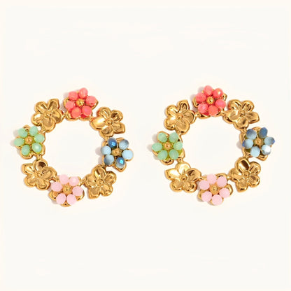 Aira – Boucles d'oreilles Fleur Ronde de Couleurs