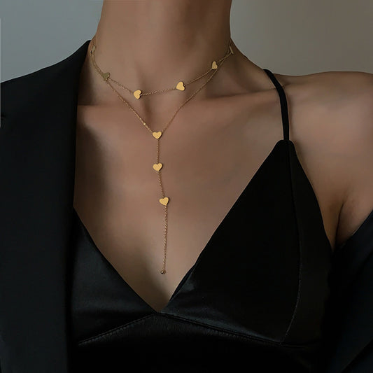 Christy – Collier Multi-Rangs Cœurs Dorés