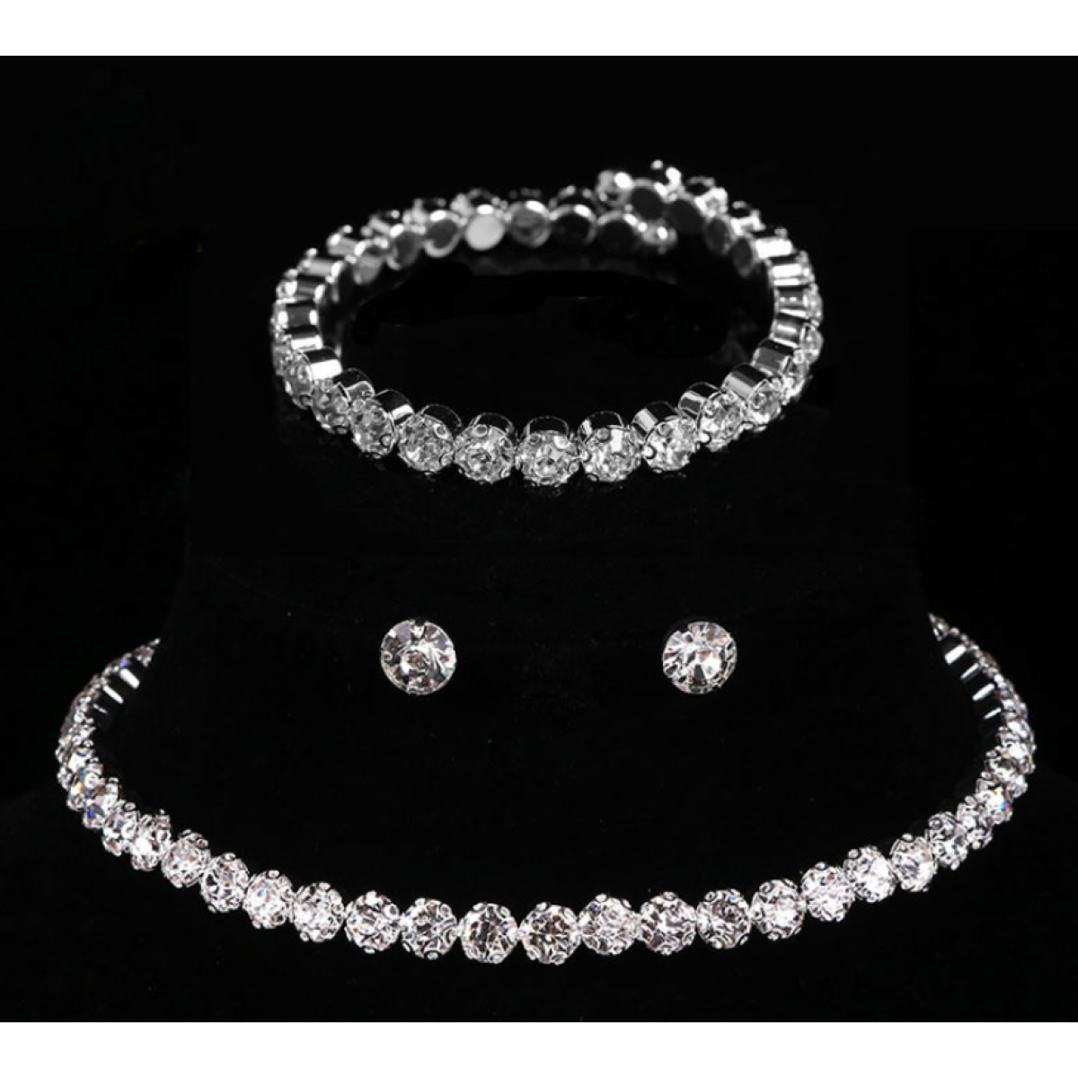 Roxan – Set 3PCS Collier et Boucles d'Oreilles Diamants