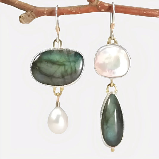 Reine – Boucles d'Oreilles Vintage avec Pierre Naturelle