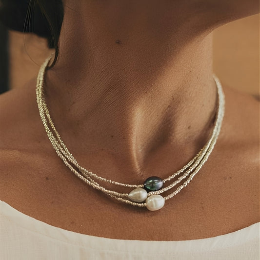 Aurore – Collier Perles d’Eau Douce Style Rétro