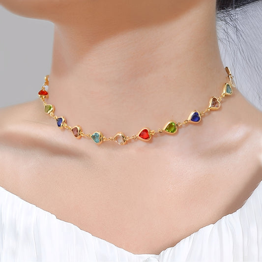 Amara – Collier de Cœurs en Cristal Multicolore
