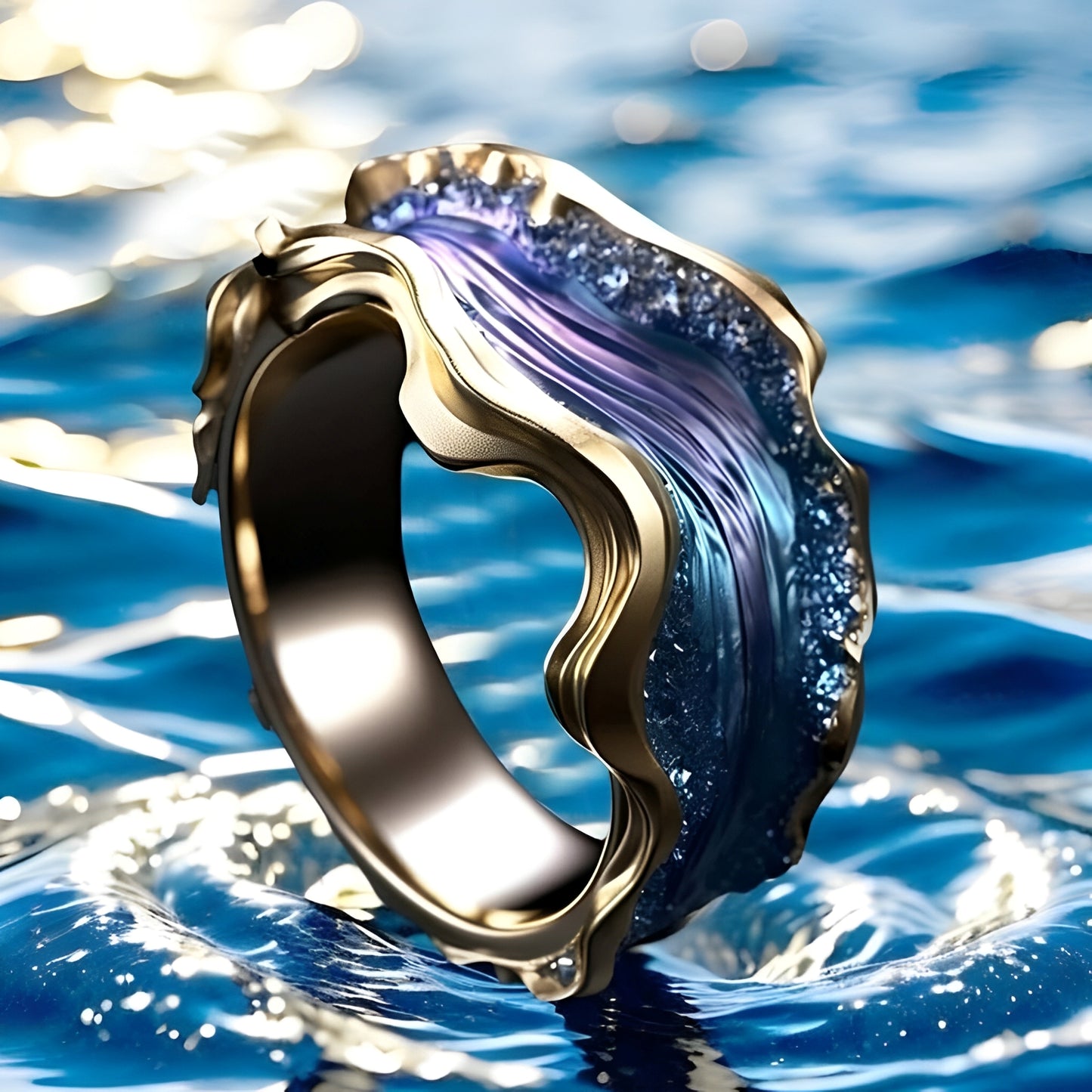 Mira – Bague Vintage Dorée Océan