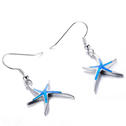 Nerina – Boucles d'Oreilles Étoile de Mer en Opale et Argent