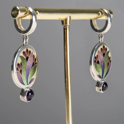 Lorna – Boucles d'Oreilles Boho avec Cristaux Violets en Argent Sterling