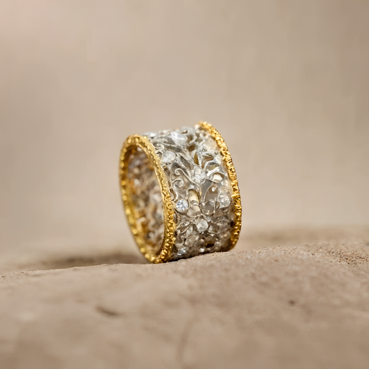 Elvara – Bague Vintage Feuille et Zirconium