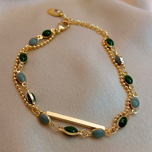 Manon – Bracelet de Pierre Verte en Or
