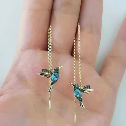 Whitney – Boucles d’Oreilles Colibri en Émail et Zircon