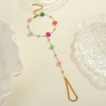 Rosalie – Bracelet Doré Fleur Perlée