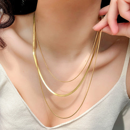 Ashley – Collier Doré à 3 Rangs Chaîne Serpent