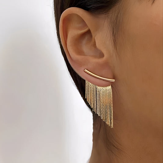 Claire – Boucles d'Oreilles Vintage en Or Rideau