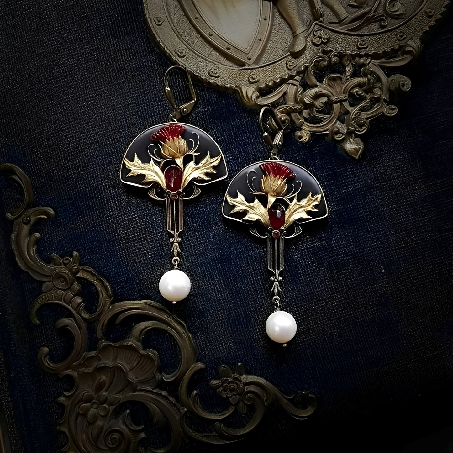 Zahara – Boucles d'oreilles Boho avec Perles et Cristal Rouge