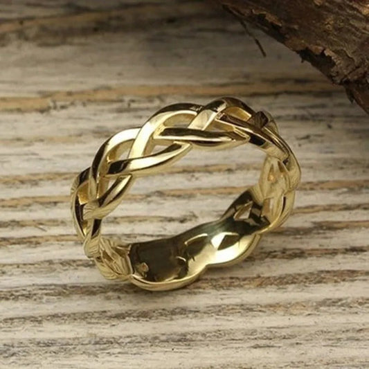 Thalia – Bague Tressée Vintage en Doré