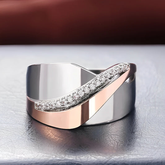 Elina – Bague Vintage en Or Rose et Argent avec Zirconium