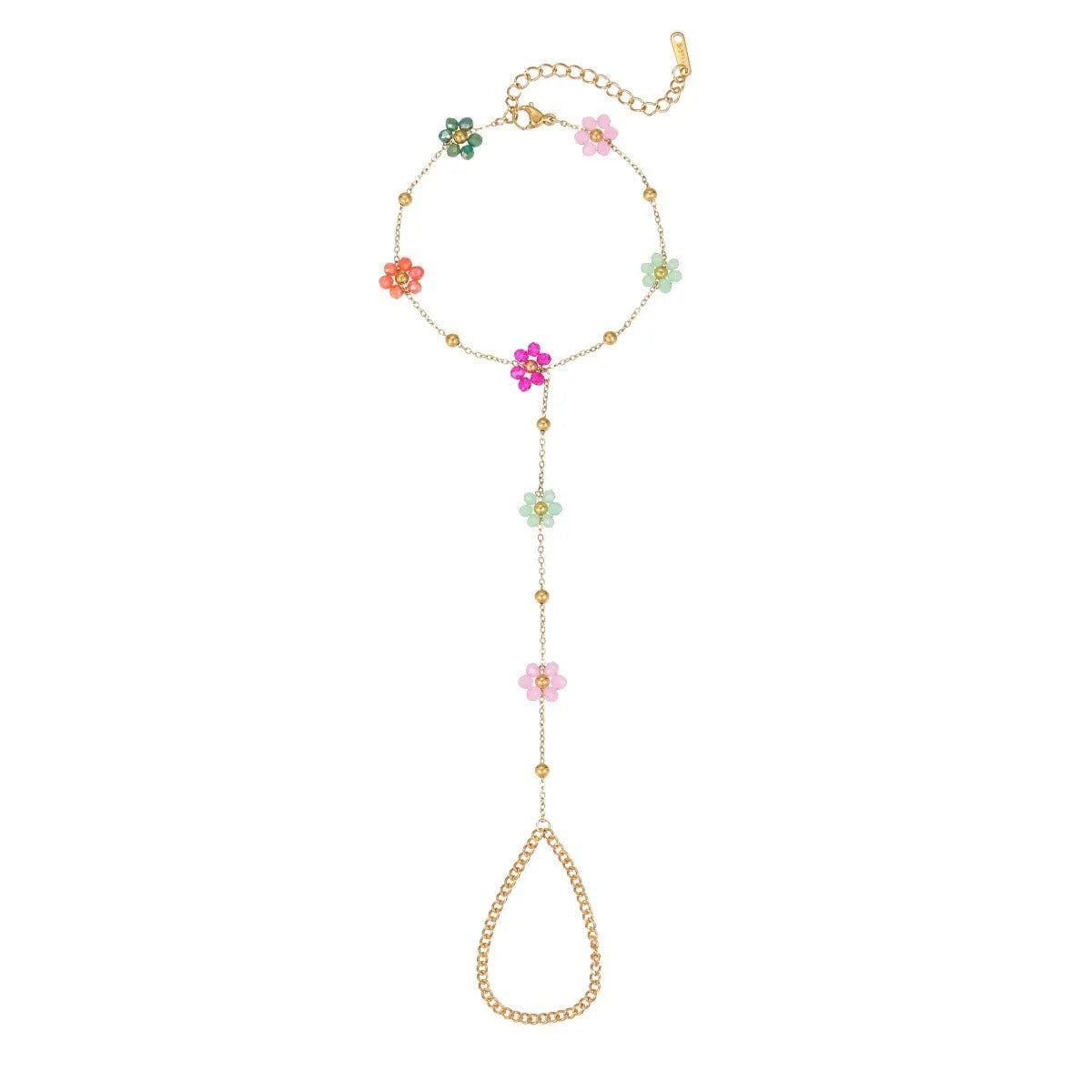 Rosalie – Bracelet Doré Fleur Perlée
