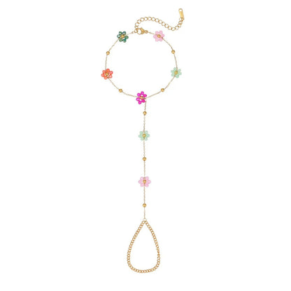 Rosalie – Bracelet Doré Fleur Perlée