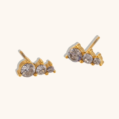 Celia – Boucles d'Oreilles en Zircon Trois Ronds Dégradés