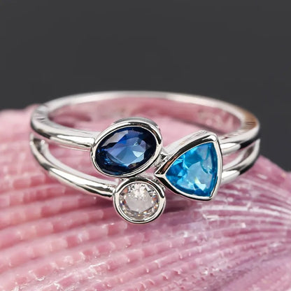 Isaline – Bague Vintage à Cristal Bleu