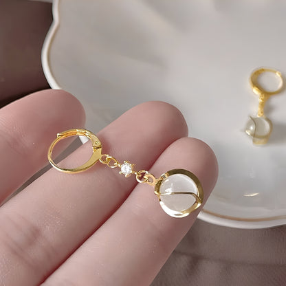 Gabrielle – Boucles d’Oreilles Or avec Opale Blanche