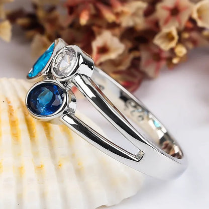 Isaline – Bague Vintage à Cristal Bleu