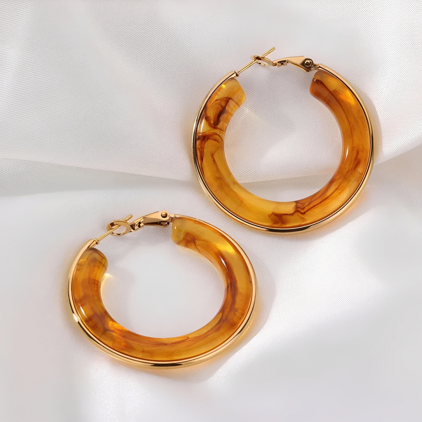 Oreilia – Boucles d'Oreilles Créoles Écaille de Tortue