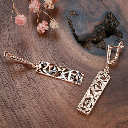 Simone – Boucles d'Oreilles Rectangulaires Élégantes en Or et Argent