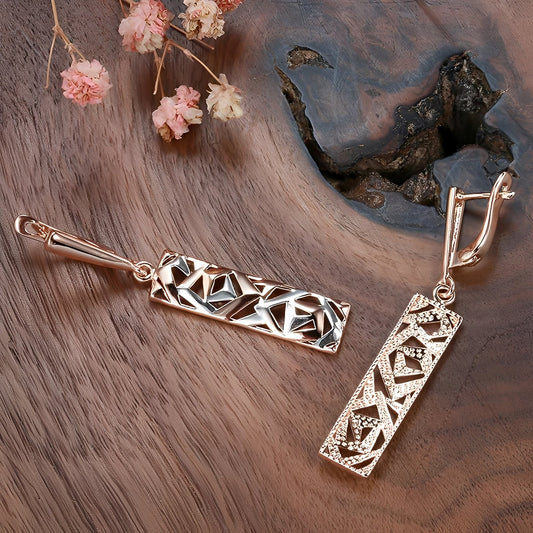 Simone – Boucles d'Oreilles Rectangulaires Élégantes en Or et Argent