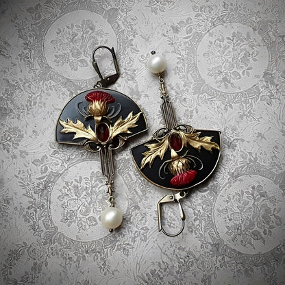 Zahara – Boucles d'oreilles Boho avec Perles et Cristal Rouge