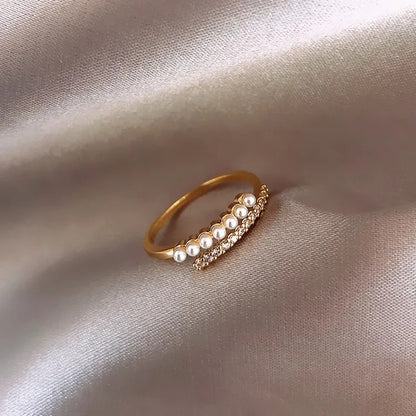 Alina – Bague Chic Réglable en Or & Zircon