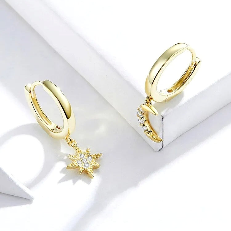 Celestia – Boucles d’Oreilles Étoile & Lune Dorées