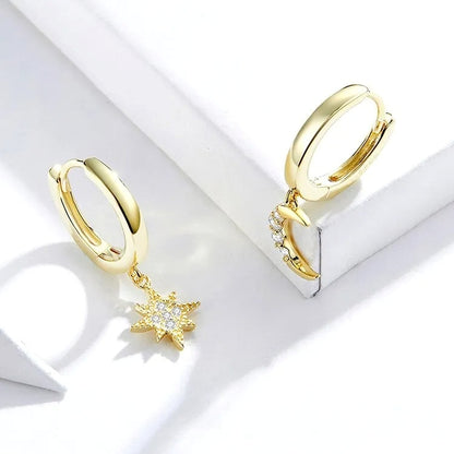 Celestia – Boucles d’Oreilles Étoile & Lune Dorées