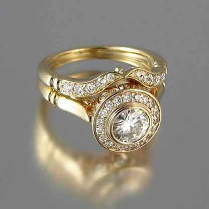 Janna – Coffret de Bagues Vintage en Or avec Zircon Étincelant