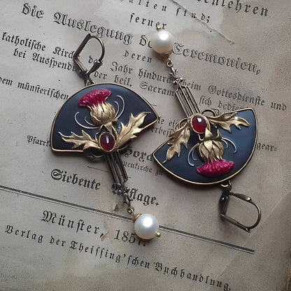 Zahara – Boucles d'oreilles Boho avec Perles et Cristal Rouge