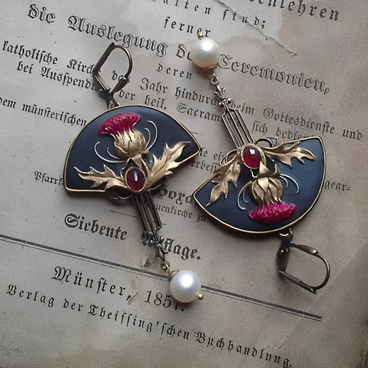 Zahara – Boucles d'oreilles Boho avec Perles et Cristal Rouge