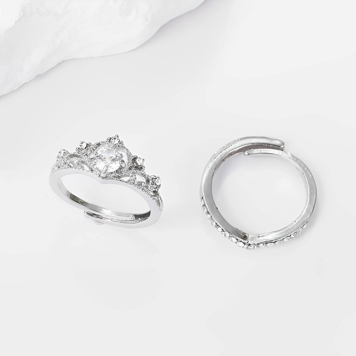Reine – Set de Bagues en Argent avec Design de Couronne