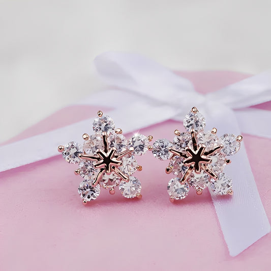 Kara – Boucles d’Oreilles Flocon de Printemps avec Zirconia en Or