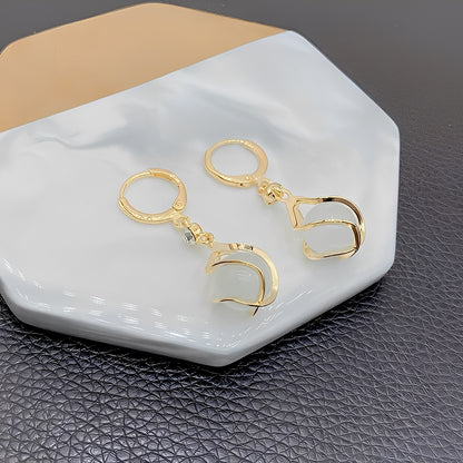 Gabrielle – Boucles d’Oreilles Or avec Opale Blanche