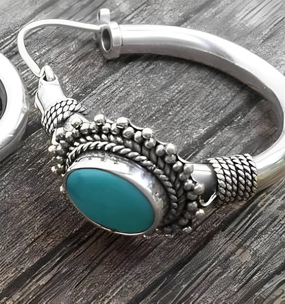 Hiraya – Boucles d’Oreilles Vintage avec Pierre Turquoise
