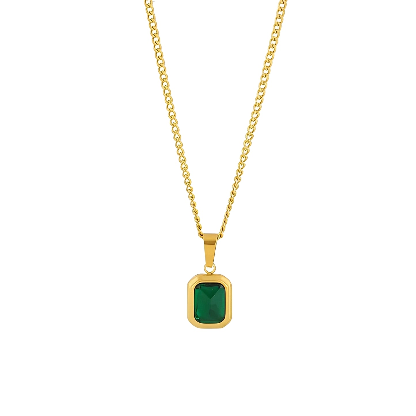 Cameron – Collier Pendentif Émeraude Minimaliste