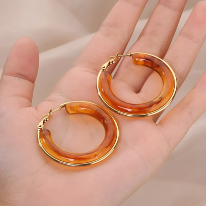 Oreilia – Boucles d'Oreilles Créoles Écaille de Tortue