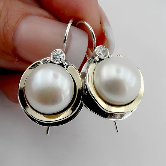 Helena – Boucles d'Oreilles Vintage avec Perles Arrondies