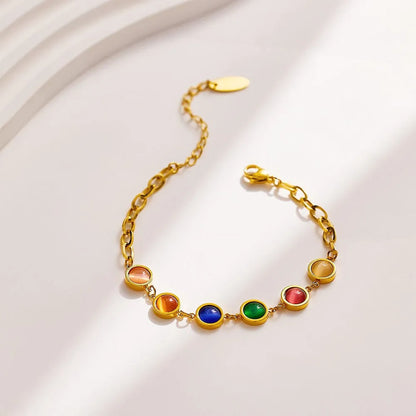 Maisie – Bracelet Doré avec Pierre Colorée