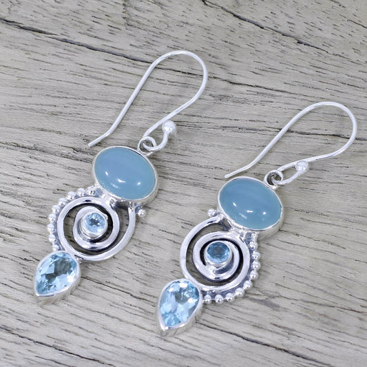 Cassie – Boucles d'oreilles Vintage avec Pierre de Lune